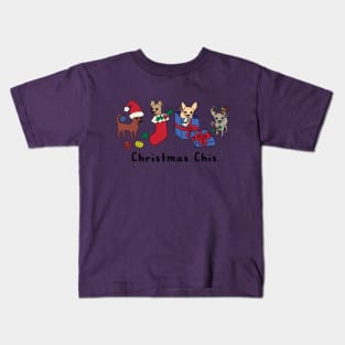 Lilac Christmas Chis - Smooth coat chihuahuas - Christmas Chihuahua Tee Kids T-Shirt